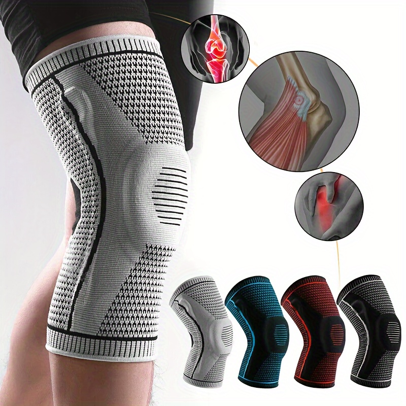 2pcs Breathable Knee Brace with Silicone Support – Compression Protection for Running, Basketball & Fitness, Unisex, Mixed Colors, Anti-Slip Design, 3D Weaving for Muscle Vibration Reduction & Injury Prevention, Knee Compression Sleeve