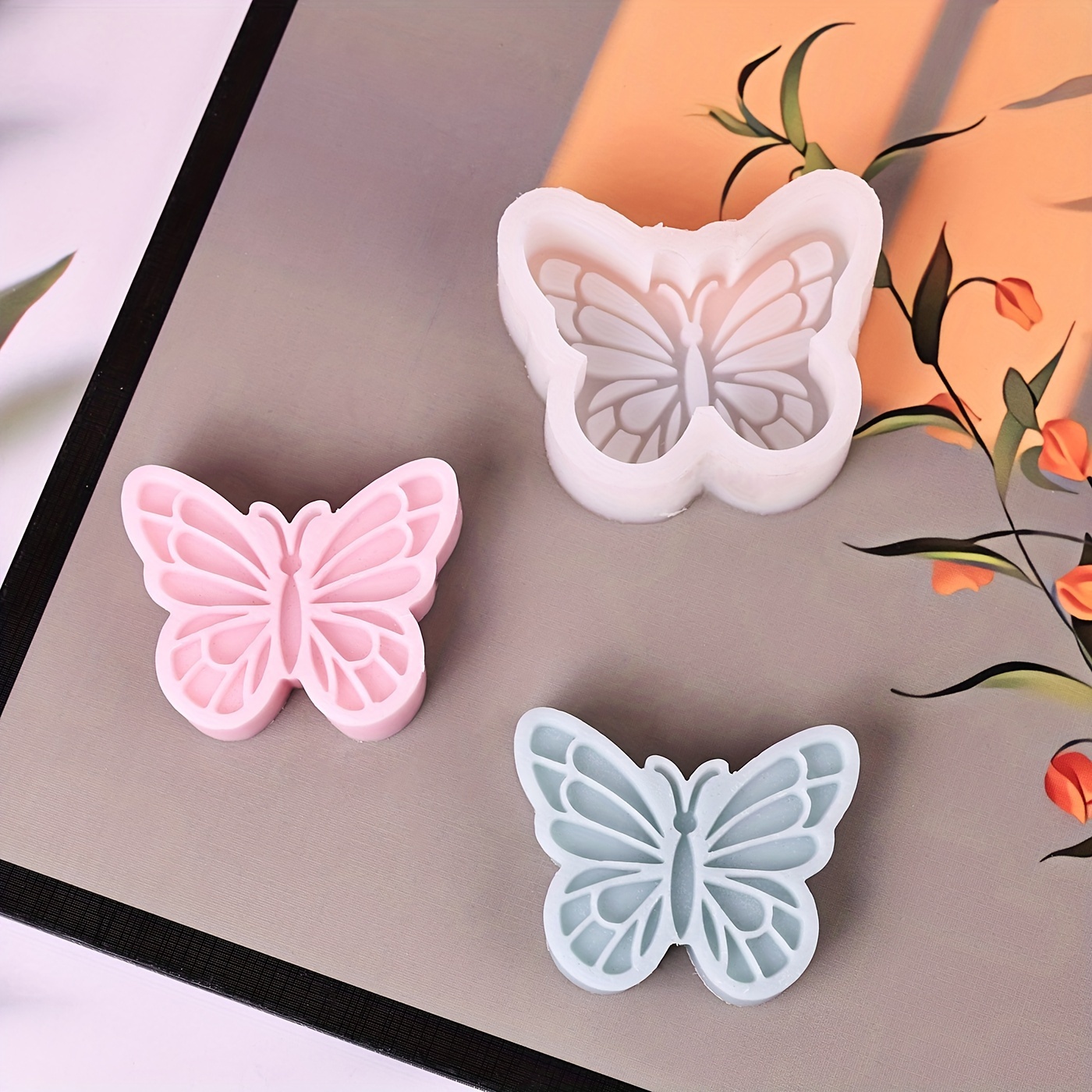 

1pc Silicone Butterfly Mold For Diy Crafting, Candle Making, , Cake Chocolate, Plaster Casting