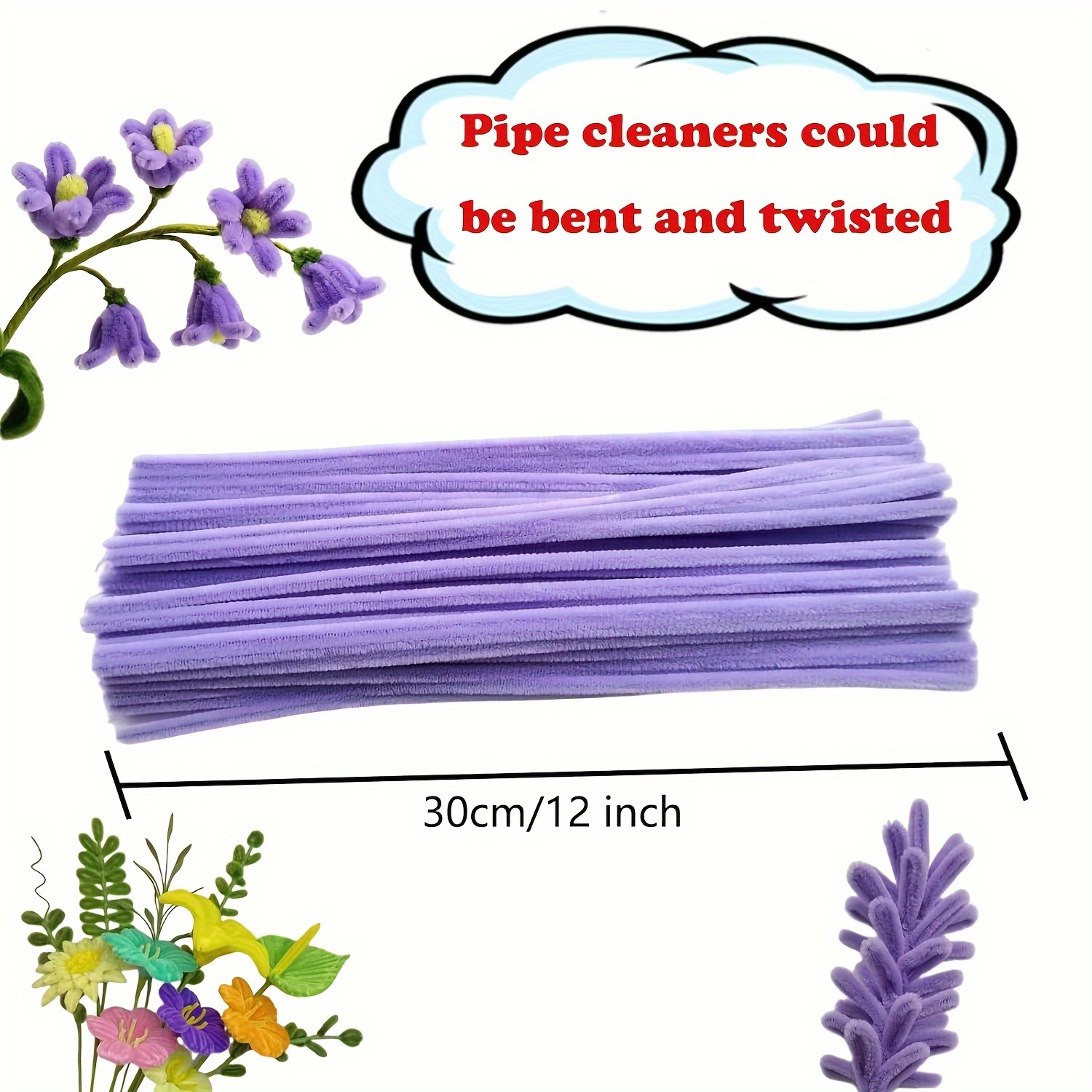 200 Scovolini In Ciniglia Bianca 6mm X 30cm - Per Lavoretti, Decorazioni E Artigianato - Foto 10