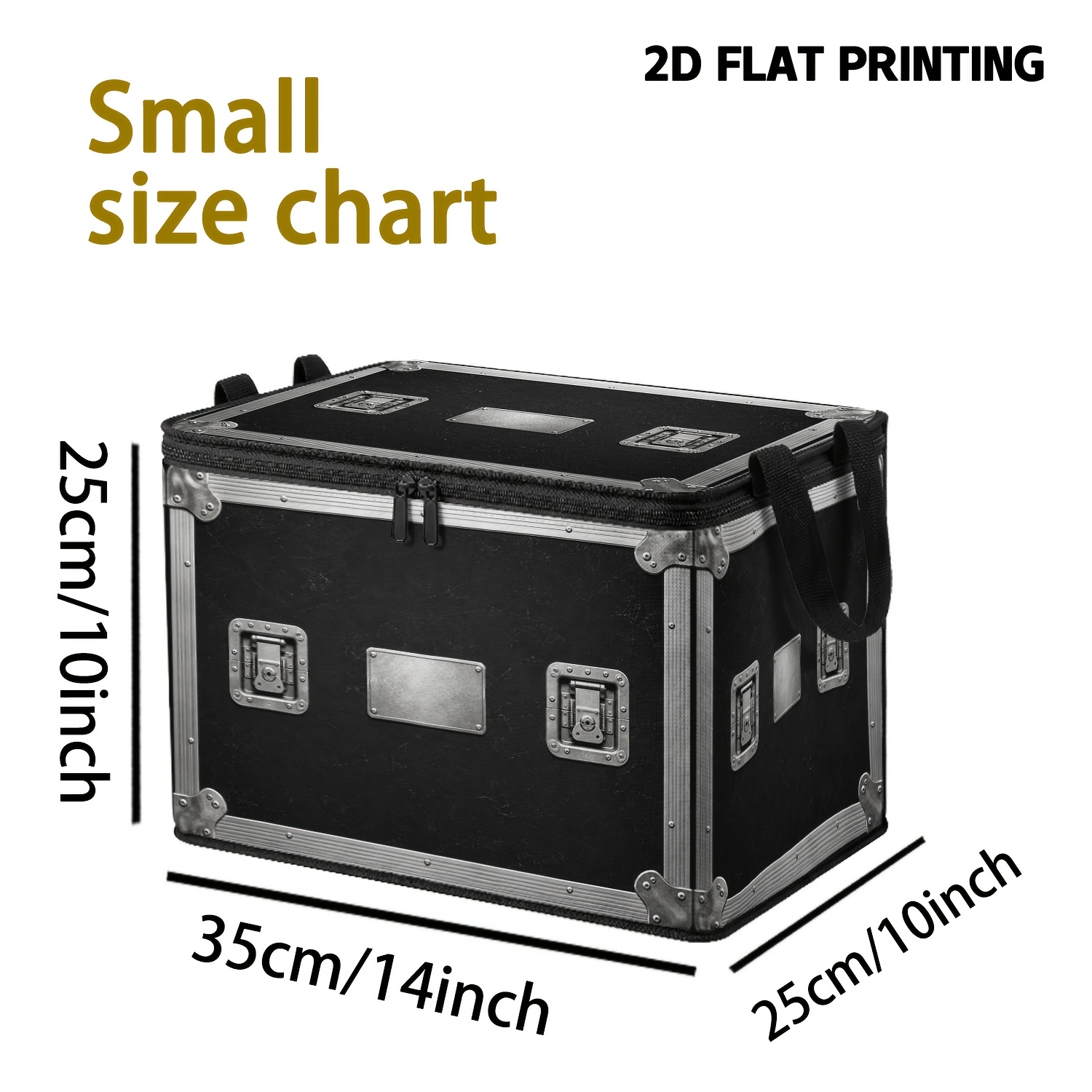 TEMU 1pc Black And Silvery Airline-style Printed Storage Box With Reinforced Handles For , Soft Fabric With Large Capacity Design. Silvery Trim And