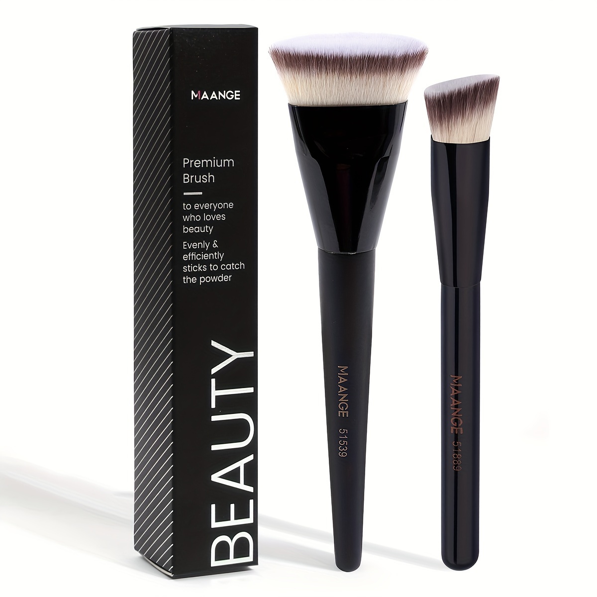 Image of 2pcs Face Brush, Foundation Brush, Blush Brush, Concealer Brush, Triangular Head Concealer Brush, Soft Bristles, Travel Portable, Kabuki Makeup Brush