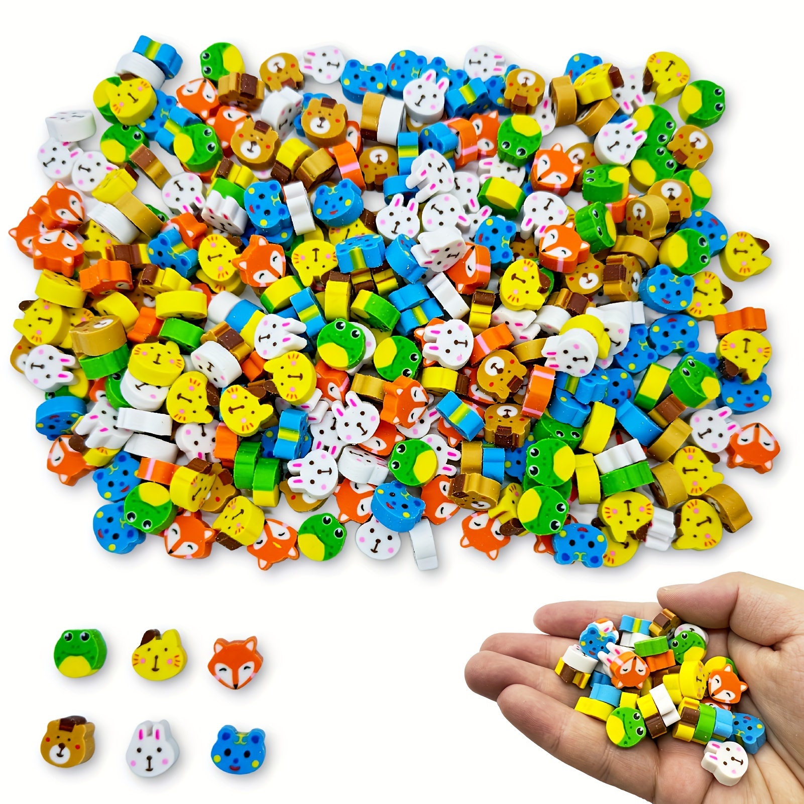 

100pcs Miniature Erasers - Variety Of Adorable Bunny & Unique Designs, Ideal For School And Office Accessories Small Erasers For Young Ones In Bulk