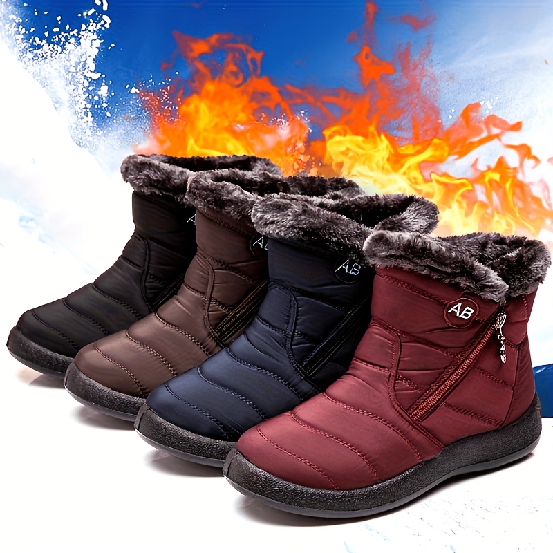 womens winter footwear snow boots zippered round toe boots flat shoes winter shoes for women womens outdoor warm footwear