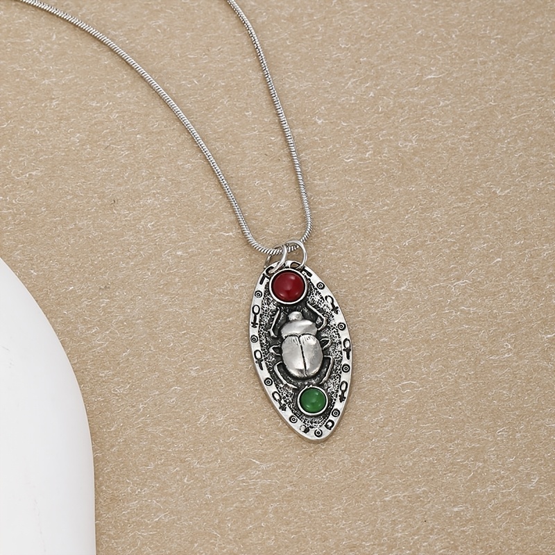 TEMU Collier pendentif argenté vintage, de synthétique multicolore, cadeau de fête gothique, convient pour les fêtes et les rassemblements, bijou