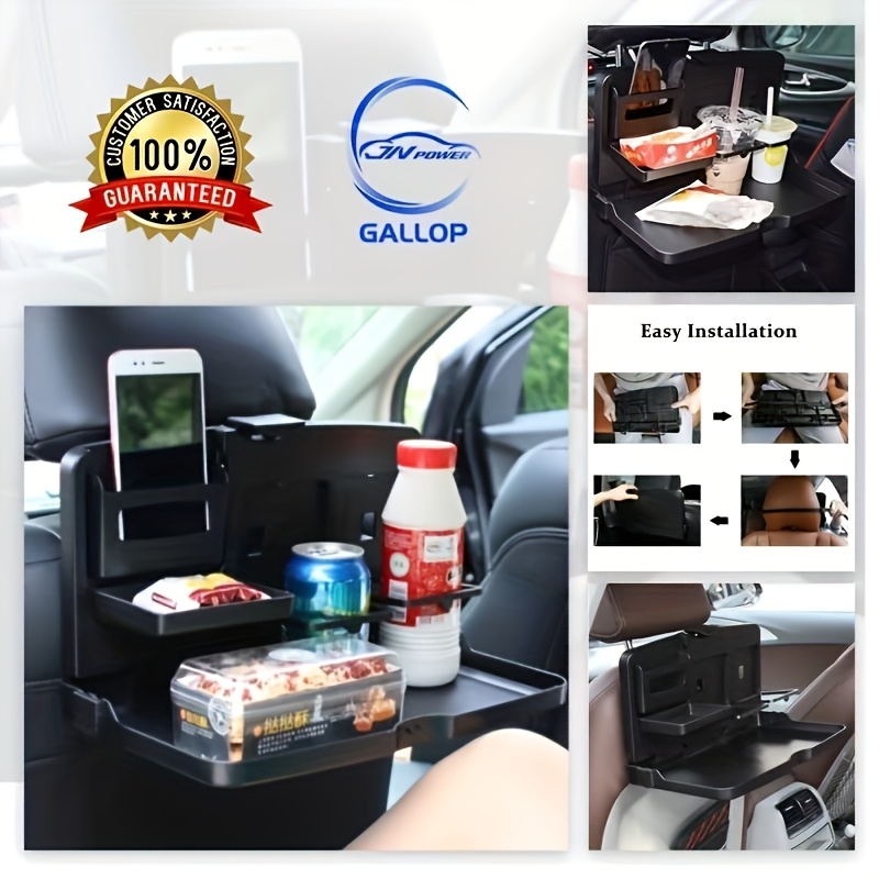 car computer desk folding dining table car back seat lunch table and back seat car eating artifact car desk dining plate high end plastic back seat organizer with foldable dining plate double cup holder phone slot and large storage space vehicle seat back accessories ideal gift details 3