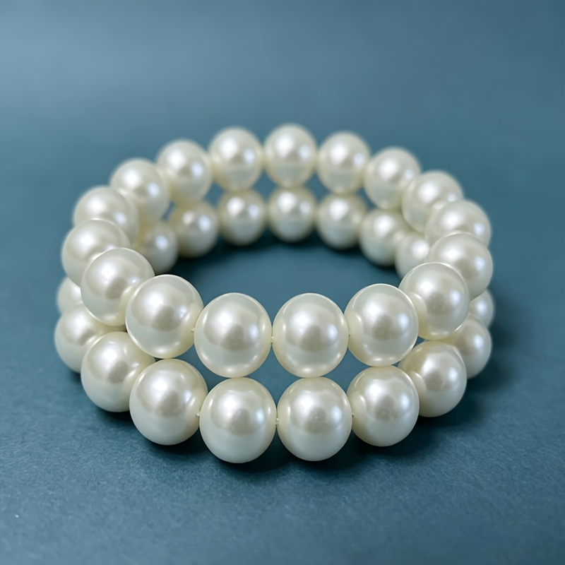 TEMU 3er-Set, 2er-Set, strahlend weißes Armband, dehnbares Perlenarmband, vielseitiger Ins-Stil mit High-End-Anmutung, sanfter eleganter stapelbarer