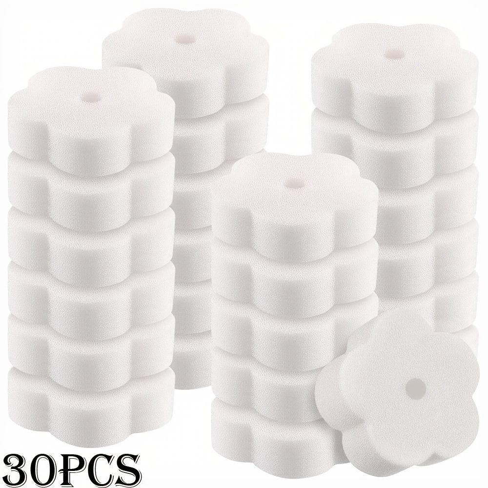 

30pcs White Flower Type Filter Sponge, Oil-absorbing Water-absorbing Sponge, Bathtub Pool Hot Spring Filter, Bathhub Supplies