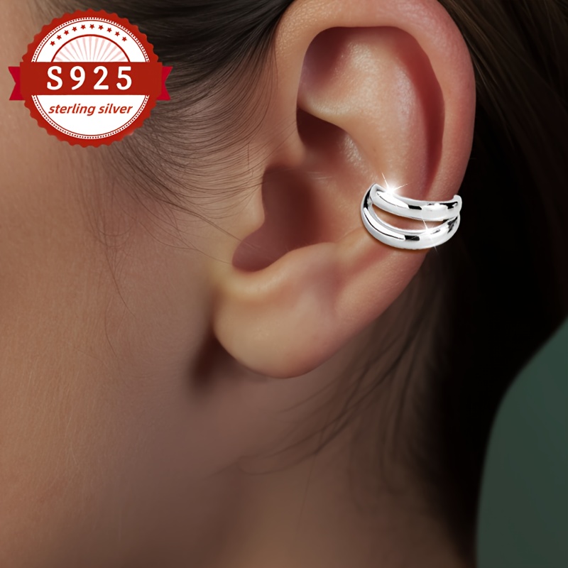 S925 Silver Double-Layer Ear Clips with Two Wearing Styles