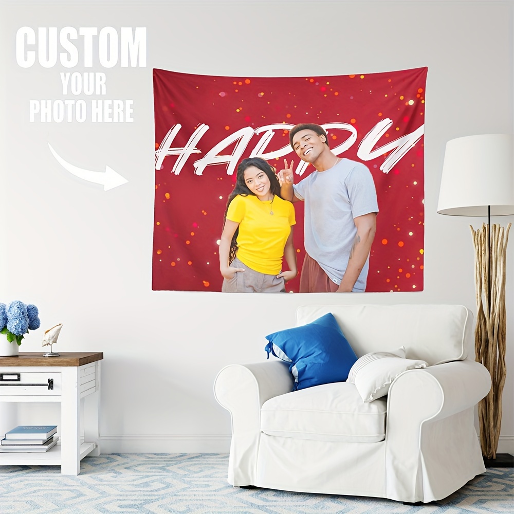 

Custom Photo Tapestry - Personalized Wall Art For Couples, Family & Wedding Memories - Soft Polyester Knit, Indoor Decor For Bedroom & Living Room