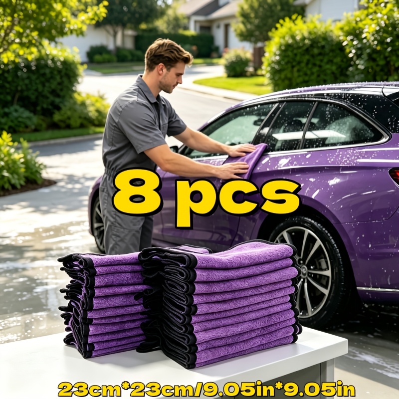 TEMU Multi-pack Microfiber Car Cleaning Towels - High Absorbency, No Lint