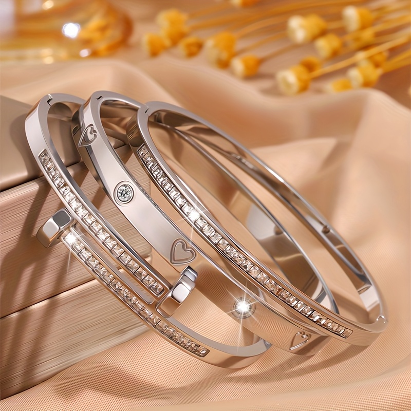 E-shop Edelstahl-Armband-Set, 3-teilig, Wasserdicht und Hypoallergen für Männer und Frauen, Geeignet für den Täglichen Gebrauch