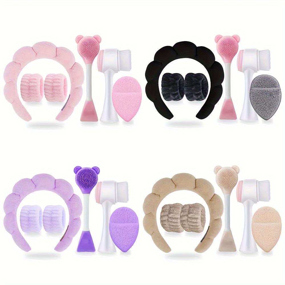 

6- Facial Kit: , Set - Portable Set Headband, Exfoliating Brushes, Hypoallergenic, No - For