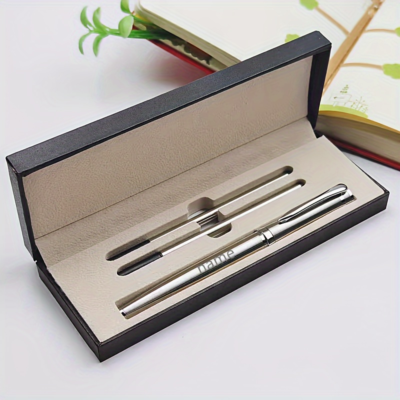 

Elegant Personalized Metal Ballpoint Pen Set With Gift Box - 0.5mm Black Refillable Medium Point, Ergonomic, Toxin-free, Pocket Clip - Ideal For Business And Festival Gifts For Men And Women