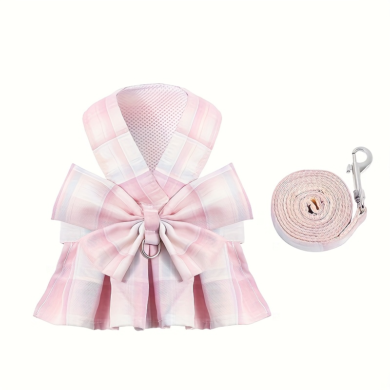 Dog Dress Bow Tie Harness and Leash Set