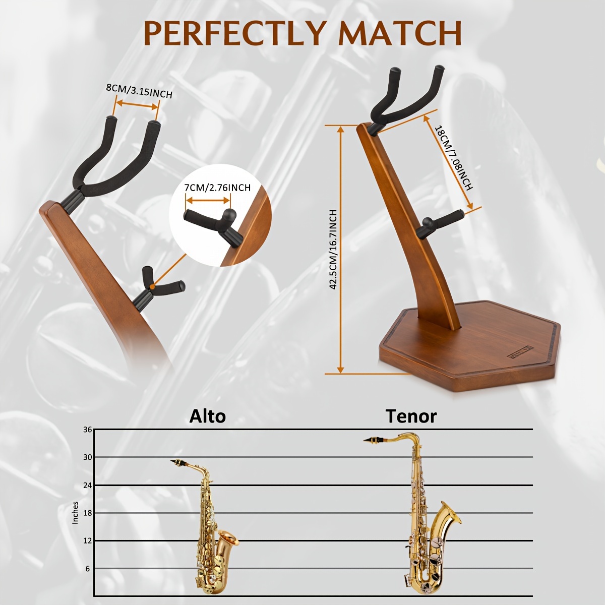 Support Pliable Pour Saxophone Alto Et Ténor - Pied Réglable En Métal Avec Embouts Caoutchouc
