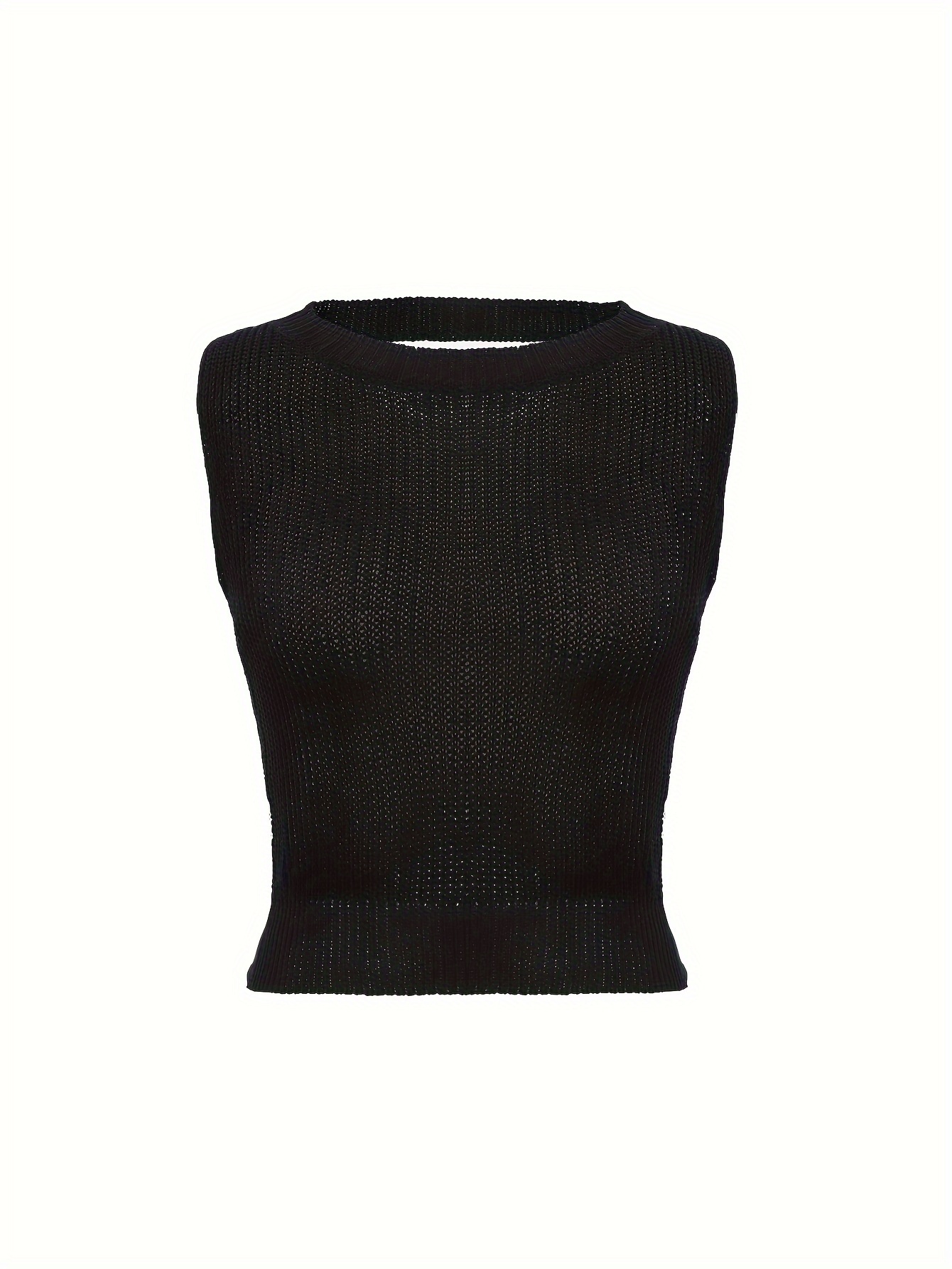 Lu's Chic Women's Crop Tank Top Knit Vest Sleeveless Ribbed Sexy Soft Cozy  Summer Casual Fashion Pullovers Black Small