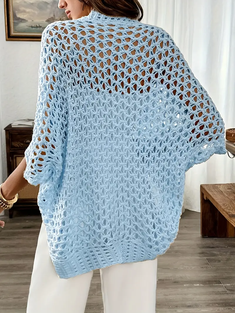 womens elegant open cardigan with batwing sleeves loose fit and lace design for spring and summer details 18