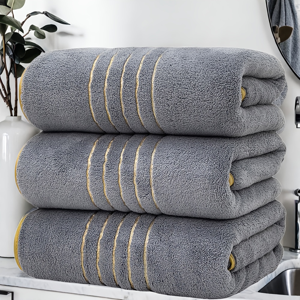 Image of A Set Of 3 Towels, Featuring 3 Towels Measuring 70 X 140 Cm That Dry Quickly, Moisture Rapidly, And Are Lightweight. Perfect For Home, Hotels, And Spas, As Well As For And Camping