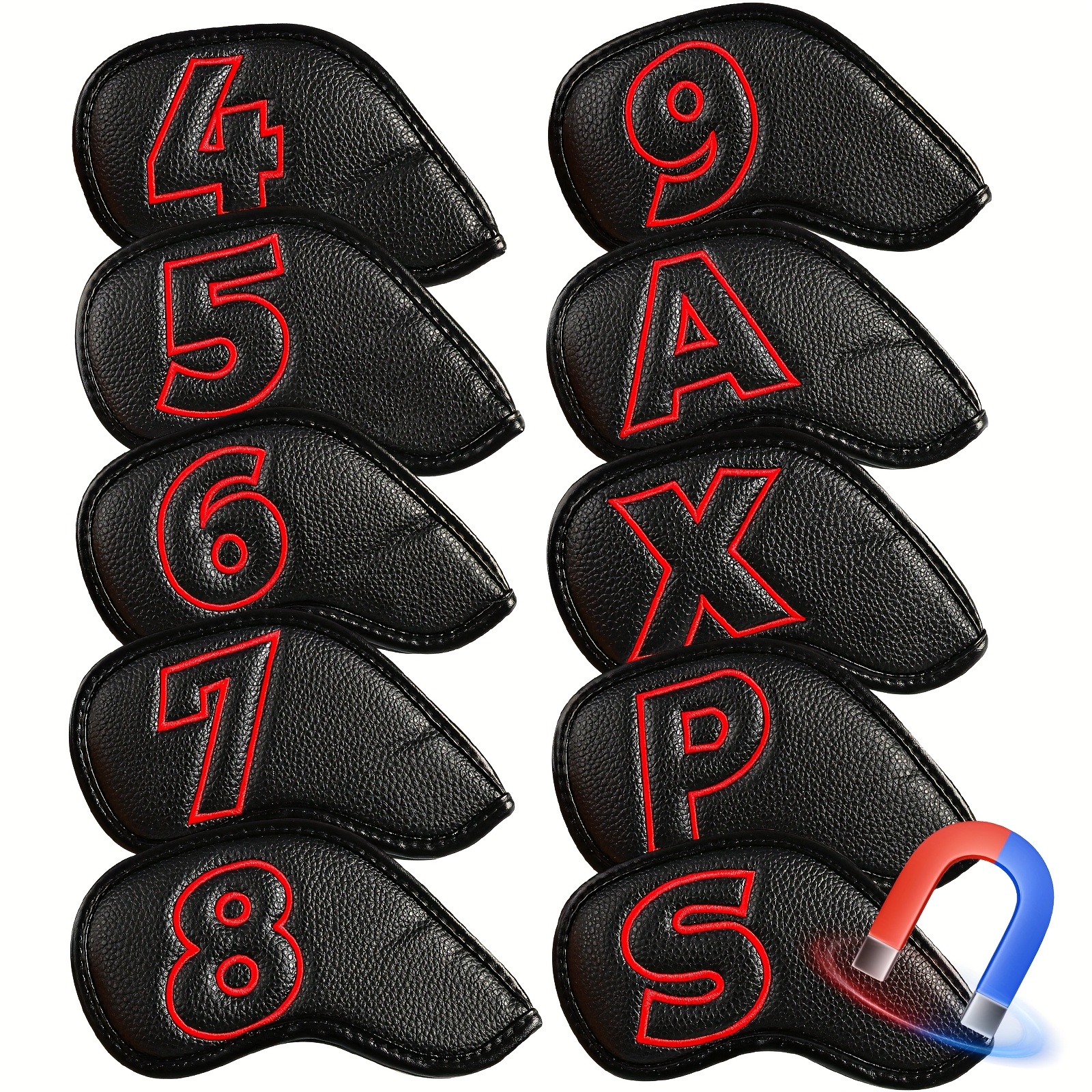 TEMU Golf Iron Head Covers Magnetic Closure Golf Iron Covers Set 10pcs Golf Iron Headcovers,golf Club Head Covers For Iron All Brand