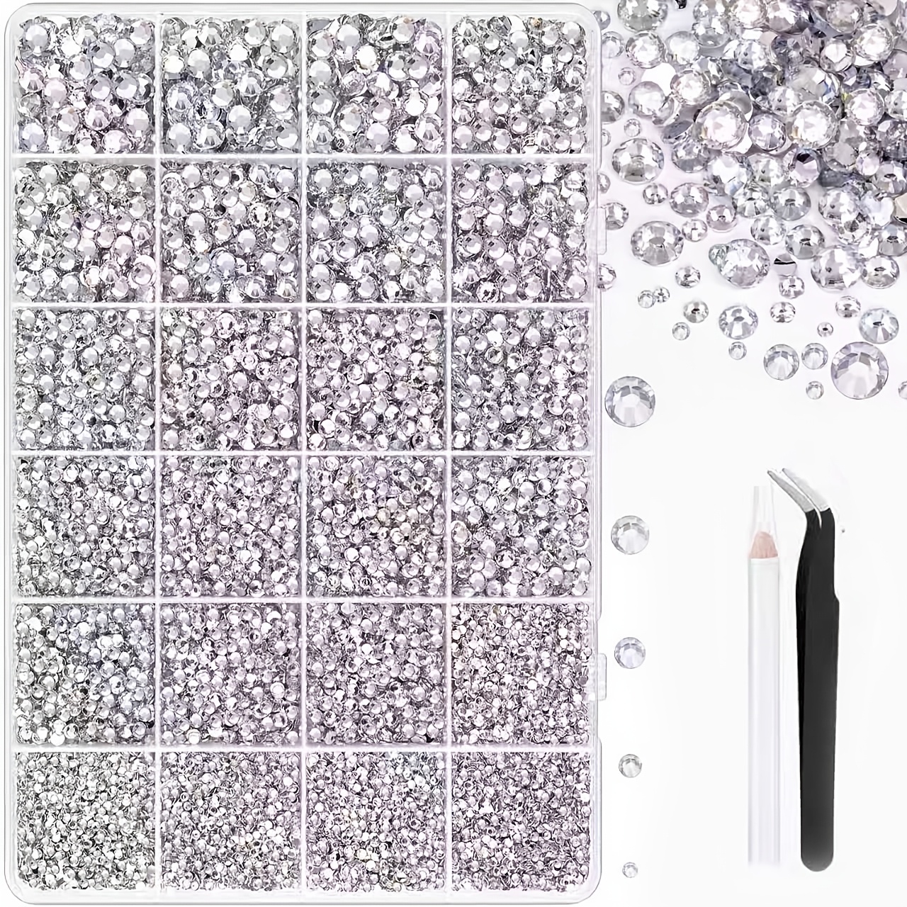 TEMU 14400 Resin Rhinestones, Silvery Transparent Flat Back Synthetic Gemstonestones For Art, Set, Books, Shoes, Nail Art, Makeup