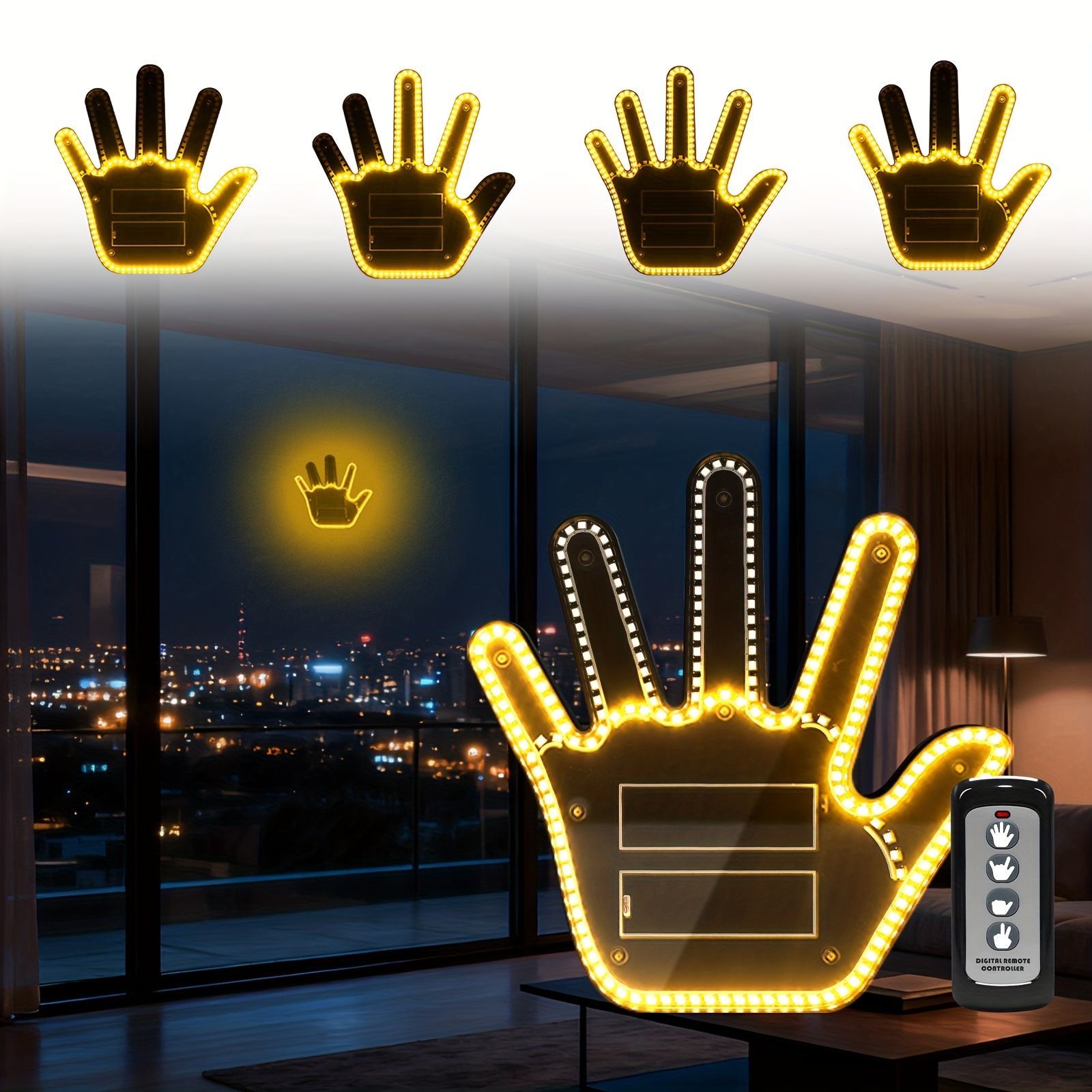 Funny Car Finger Light with Remote Road Rage Signs Middle Finger