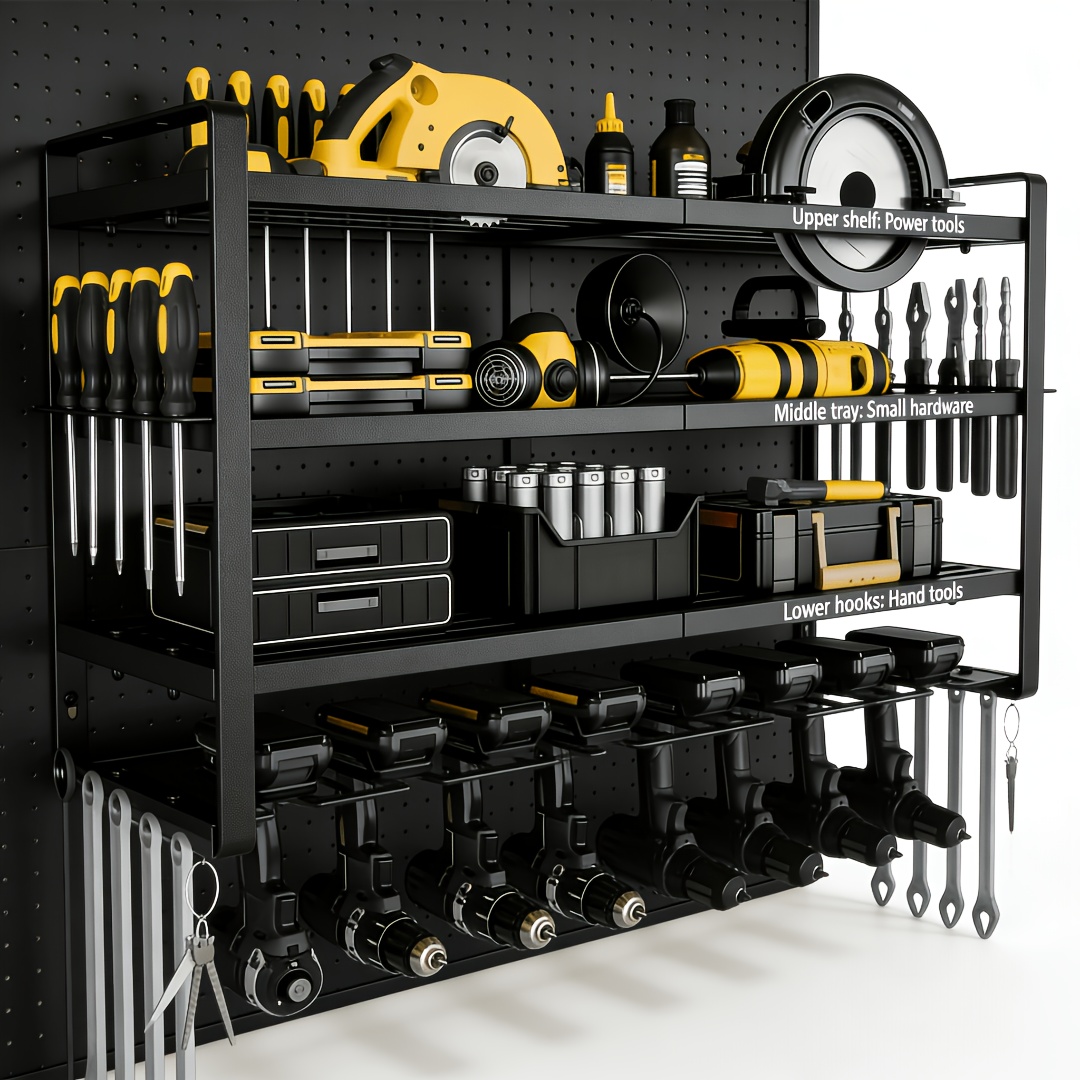 TEMU 2026-[colorful] Random 1pc 87.88cm-large Power Tool Organizer Wall Mount, Garage Storage Cordless Tool Organizer With Screwdriver Holder, Heavy