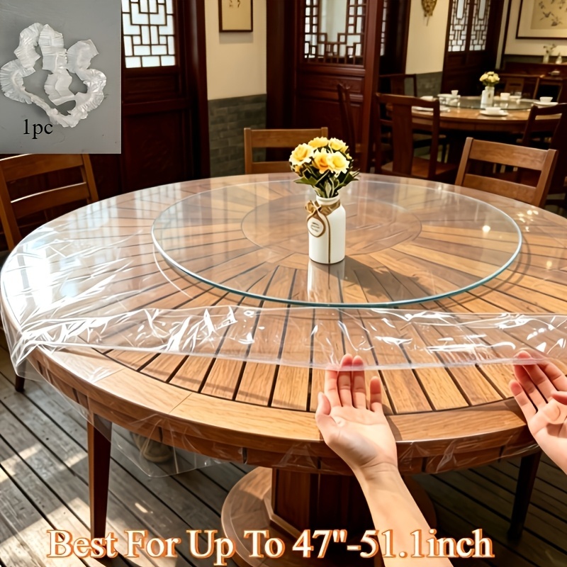 TEMU 1-pack, Pvc Transparent Round Tabletop Protective Cover, Round Object Protective Cover, Round Tabletop Protective Film, Wear-resistant, Suitable