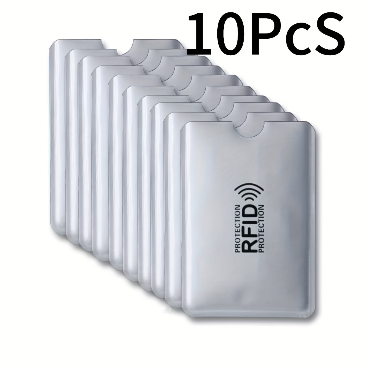Image of 10pcs Rfid Blocking Card Holders - Anti-skimming Protective Covers For Id, Credit & Debit Cards, Durable Plastic Anti-theft Wallets With Secure Closure, White & Gray, Rfid Blocking Wallets, Storage