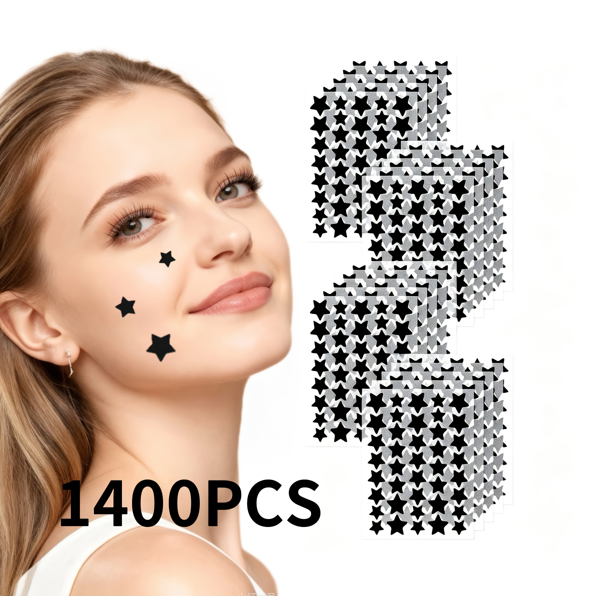 TEMU 1400pcs Extra Large Capacity Black Star Removal Tools, Patches, Party Favorite, Covers Blemishes, Day And Night Use, Portable