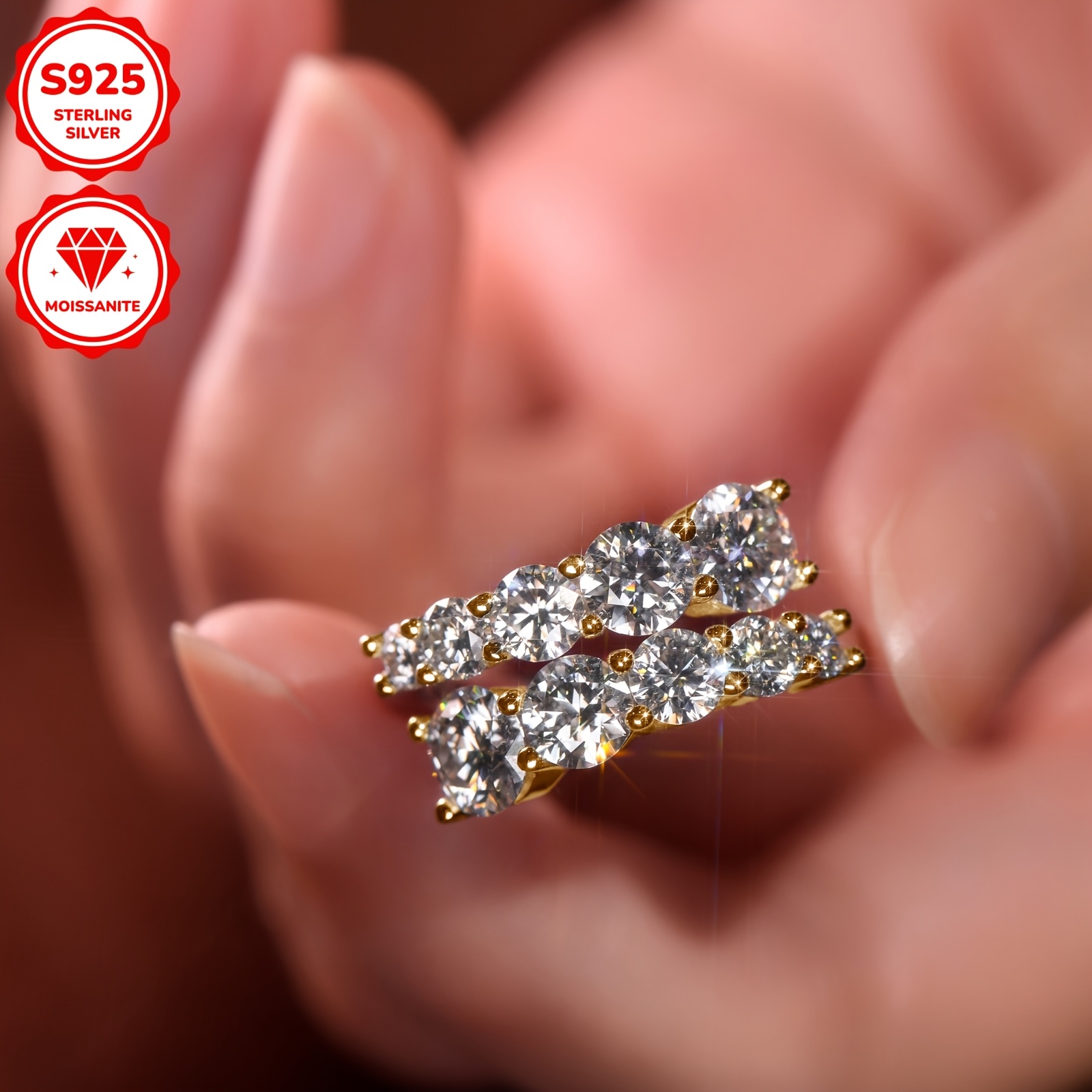 1pc moissanite ring 925 pure silvery ring womens wedding ring engagement ring round moissanite double head twist arm pure silvery ring silvery weight about 7 74g moissanite size 5 5mm 2pcs 4 7mm 2pcs 4mm 2pcs 3 5mm 2pcs 2 8mm 2pcs total carat 3 26ct     holiday theme details 2