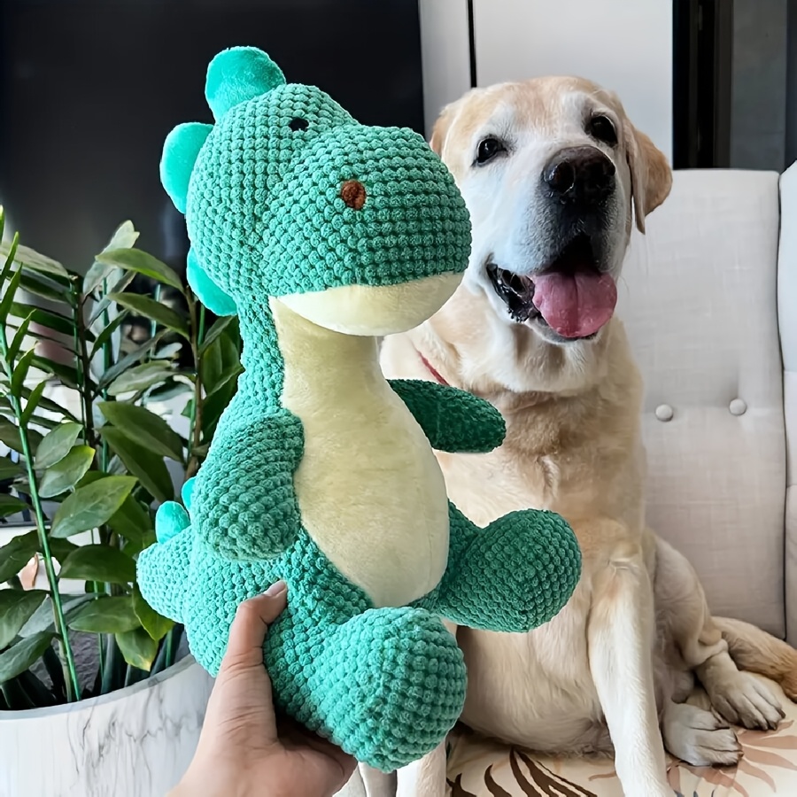 

Extra-large 16" Cartoon Dinosaur Plush Dog Toy With - Chew And Play Companion For All Breeds