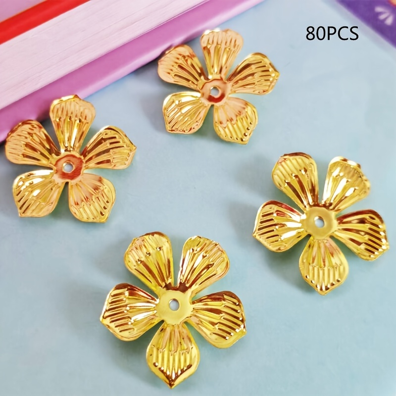 80 Decorations, 5 Petal Small Flower Metal Decoration , Suitable For Production And Handicrafts