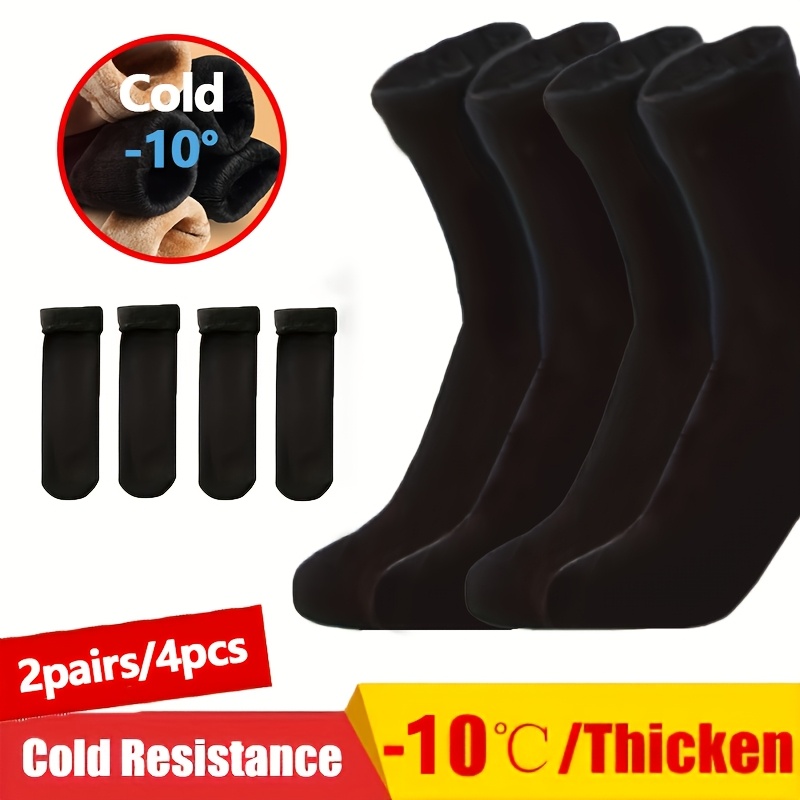 

2pairs Fleece-lined Winter Socks - , Warm For Cold Weather, Comfortable Breathable Heat Socks, Cold Resistance, Christmas & Outdoor Activities(black)