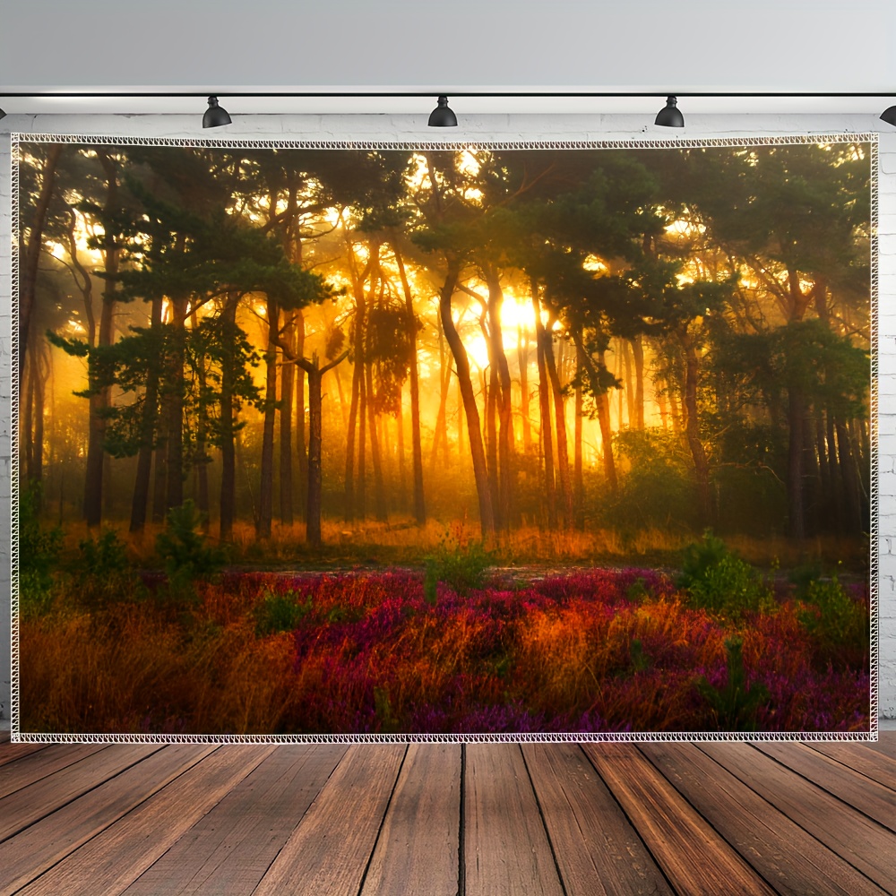 Mysterious Sunset Forest Landscape Tapestry Large Wall Hanging_voghion.com