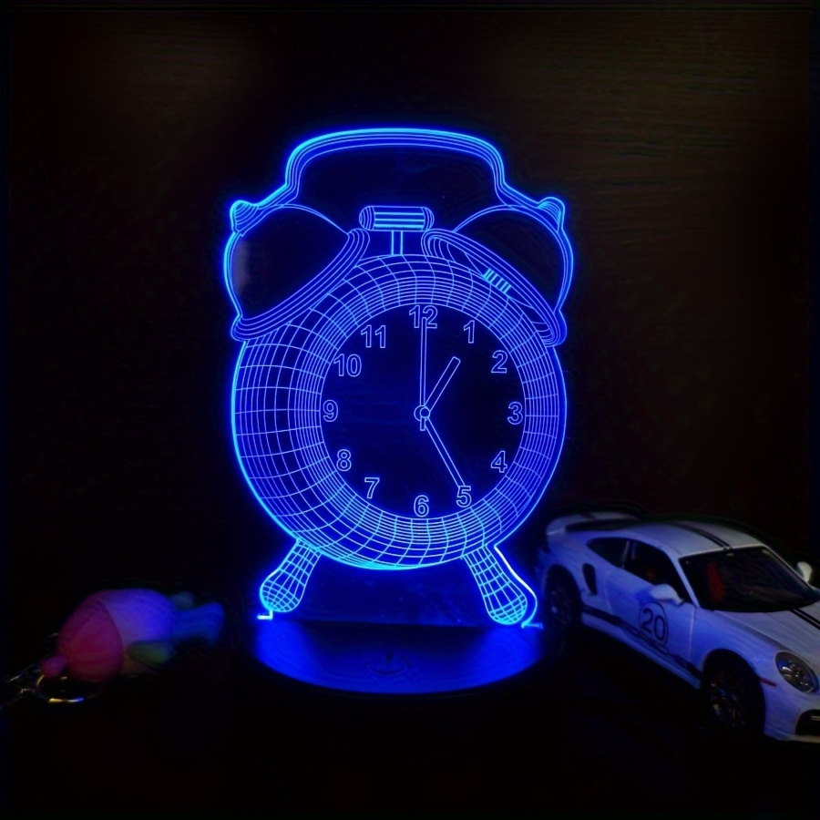  SWTZEQ Reloj despertador con luz nocturna LED, lámpara 3D,  ilusión óptica, interruptor táctil, lámpara de noche de 16 colores  cambiantes, las mejores lámparas LED para niñas y niños, regalos para  cumpleaños