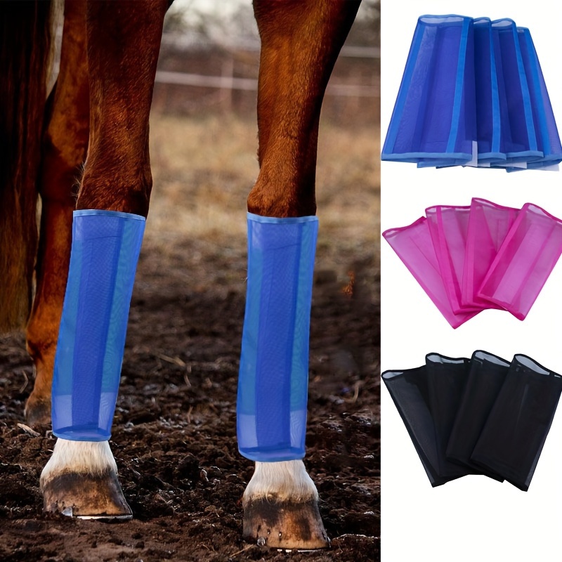 

4-piece Professional Horse Leg Protectors - Breathable Mesh Boots For Equestrian Gear, Anti-mosquito & Fly Protection