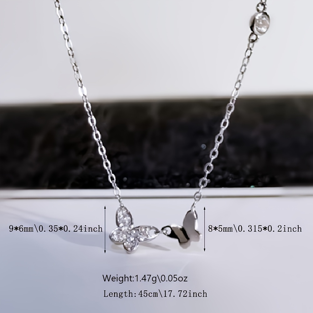 Sterling Silver Necklace with Double Butterfly Pendant
