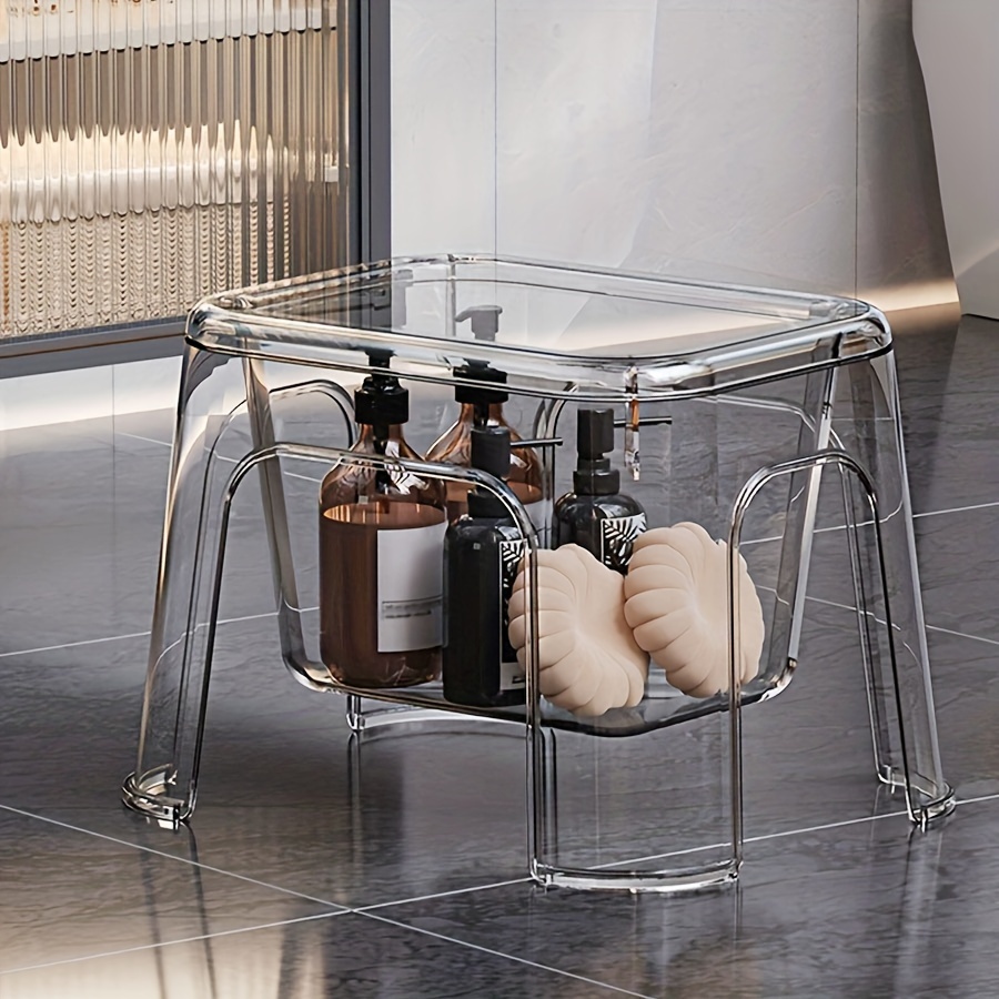 

1pc Clear Plastic Bathroom Stool - Multipurpose , , Toy Organizer