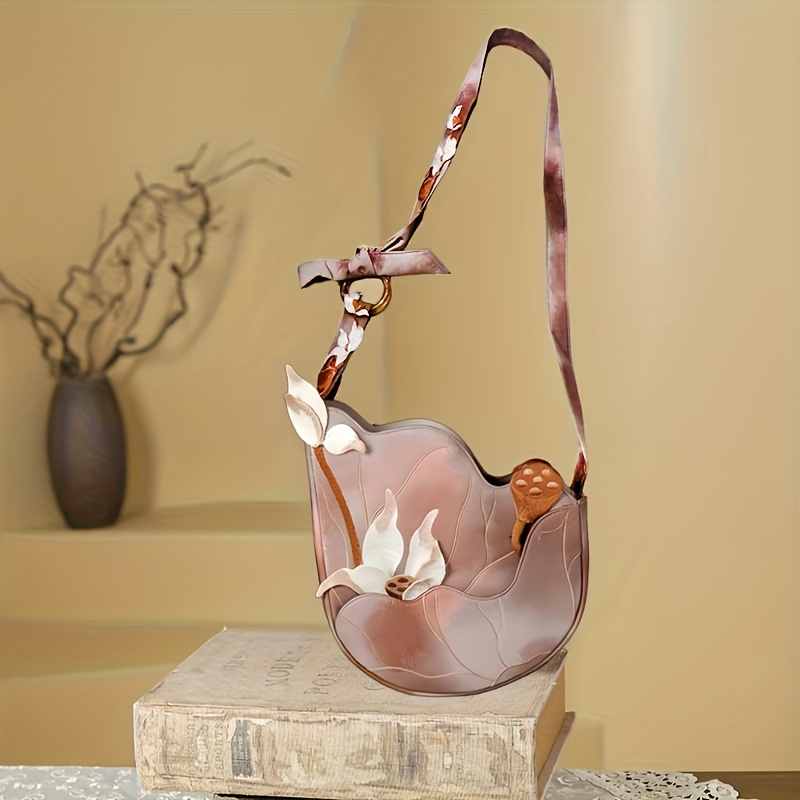 Image of 2025 New Chinese Style Women's Shoulder Bag, Beautifully Embroidered Floral Handbag: Embroidered Design—ideal For Casual And Formal Attire, A Great Gift For Moms And Girlfriends