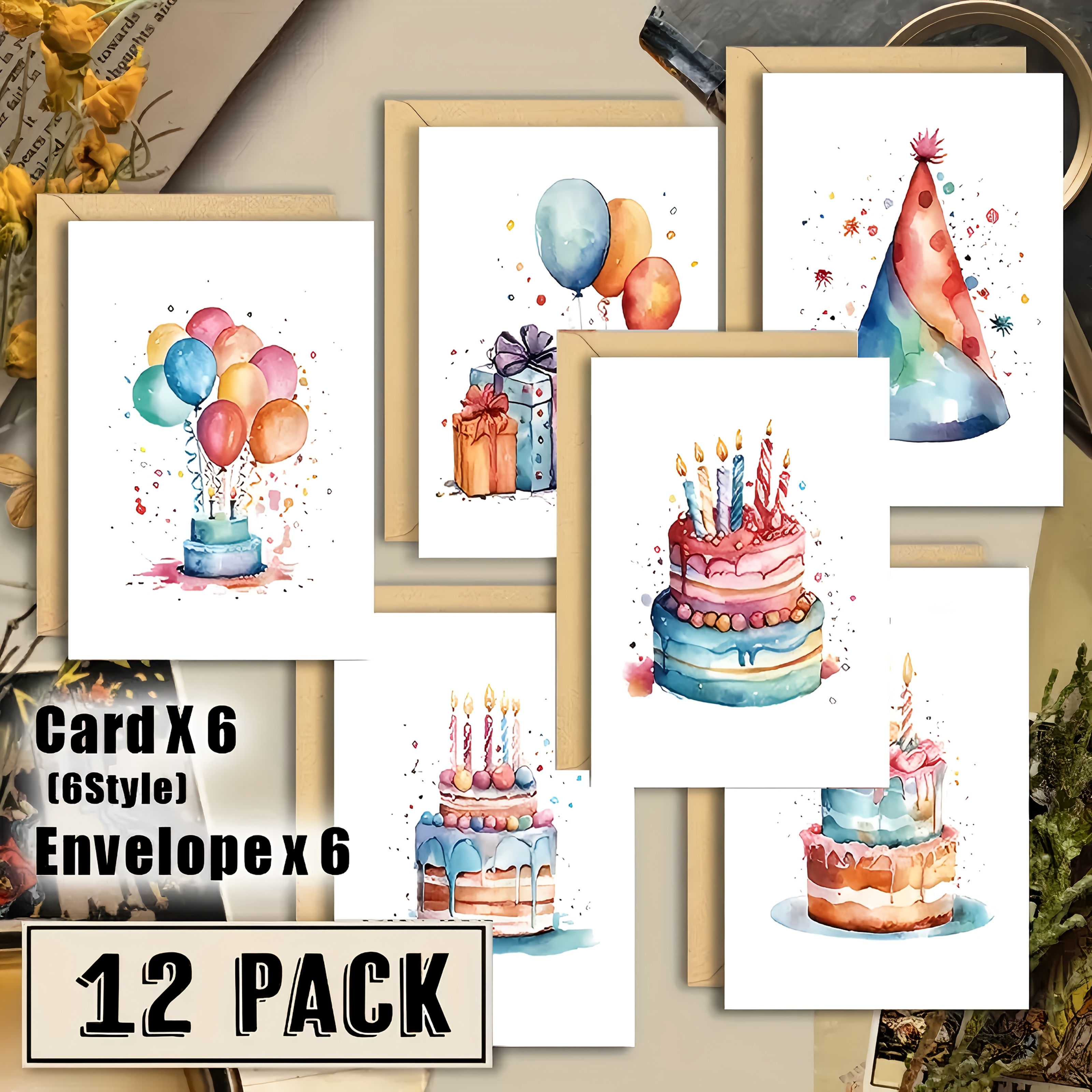 TEMU Juego de 12 tarjetas de felicitación de 12 piezas con de surtidos y sobres - Perfectas para enviar como de , familiares, y - Adecuadas para