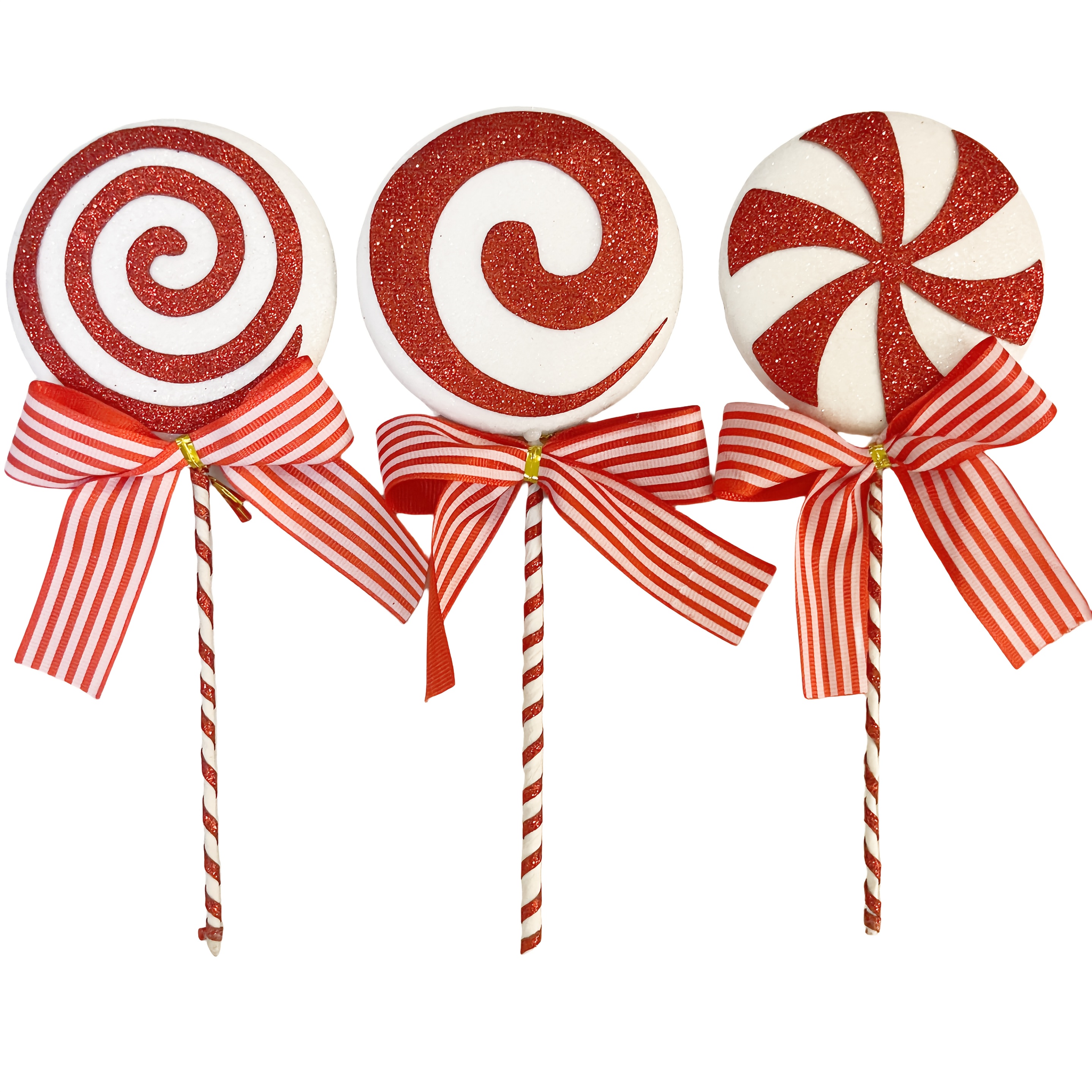 Image of Top3pcs Set Christmas Tree Candy Ornaments - Red Large Lollipop Decorations For Holiday Parties, Halloween & Home Decor - Perfect For Bedroom, Living Room & Desk