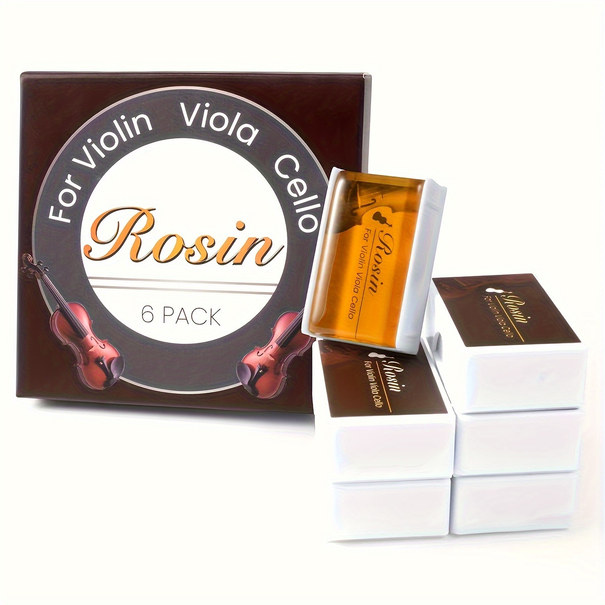

6 Packs Violin Rosin - Rosin For Viola Cello Bow - Music Gifts And Accessories Natural Low Dust Rosin For Bowed String Instrument