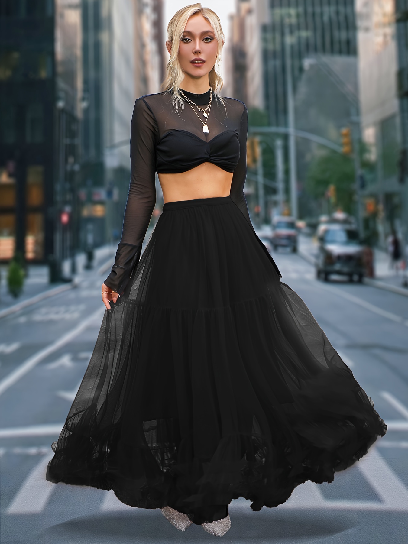 womens elegant maxi skirt flowy formal casual party skirt Temu