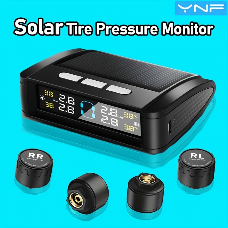 Image of Ynf Tpms For Vehicles With 4 External Sensors, Real-time Tire Pressure And Temperature Monitoring System, Non-destructive Installation, Display With Vibration
