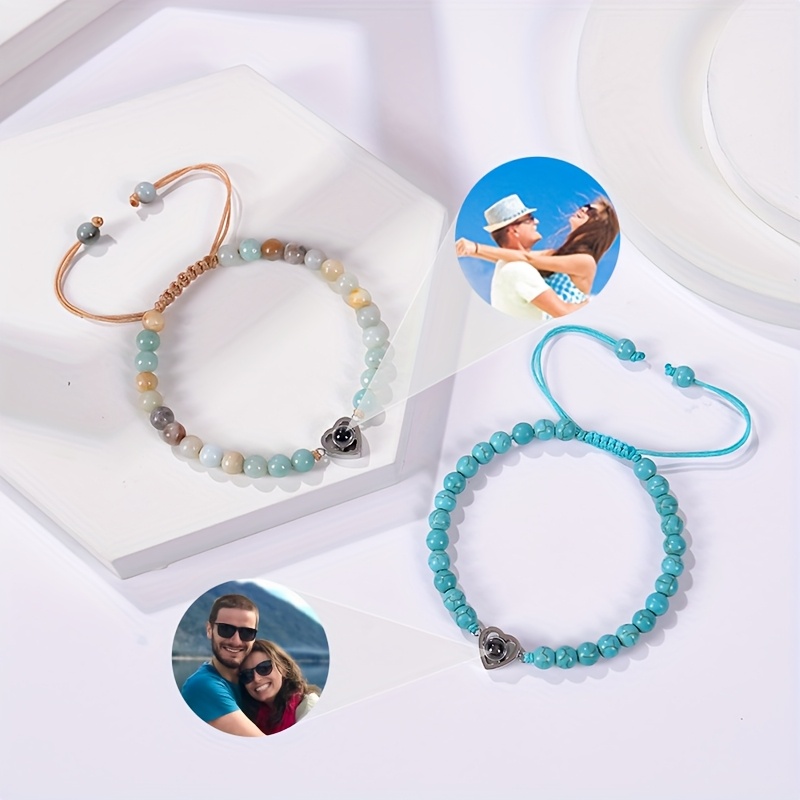 

Bracelet de Personnalisé - de en Pierre Naturelle, Accessoire de à Thème Cœur Décontractée & Cadeau