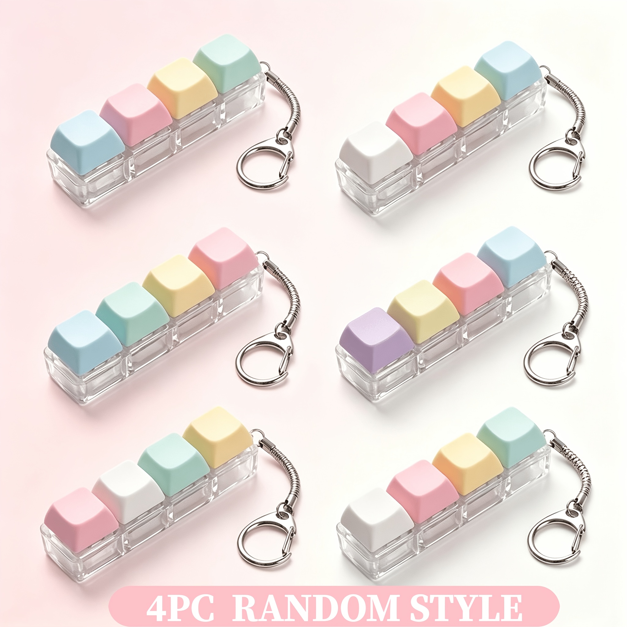 TEMU 4pcs Key Chain Set, Helping To Relax , Stress, And Enhance Focus. Random Colors, Ideal Gift For Parties And Holidays, Suitable For