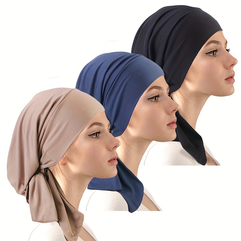 

Polyester Headwraps For Women - 3-piece Set, Minimalist Style, Solid Color Daily Headbands, Pirate Caps, No Feather, Mix & Headscarf Set