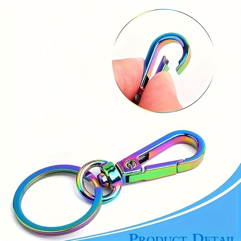1pc Multicolor [color Random] Colorful Keychain Swivel Snap Hook With Keyring For Hand Rope, Key Ring, Hardware Making, Keychain Making Materials