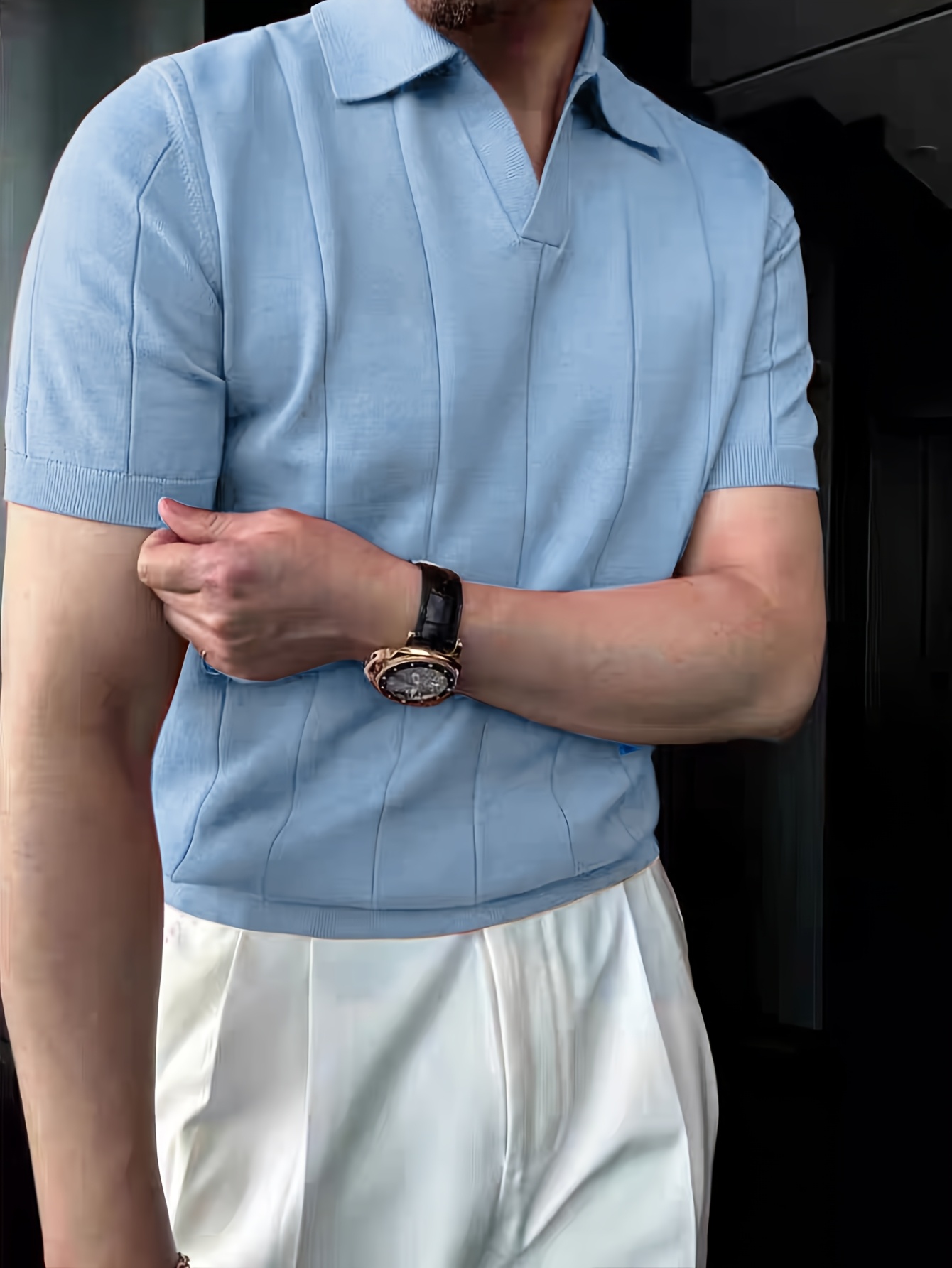 outfits hellblauer strickpullover herren