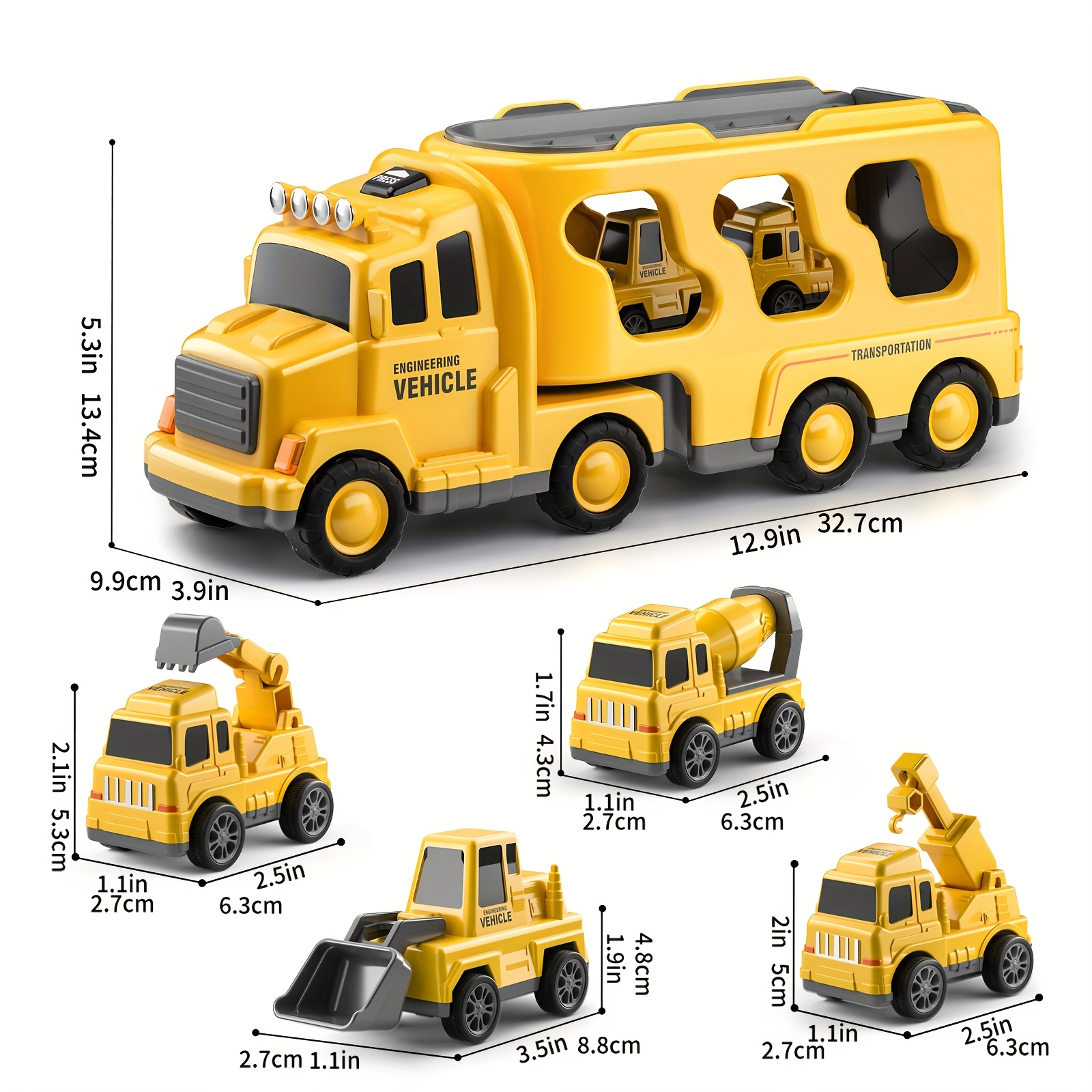  5 in 1 construction vehicle transport truck carrier set plastic toys for boys girls ages 3 7 perfect christmas birthday gift details 0